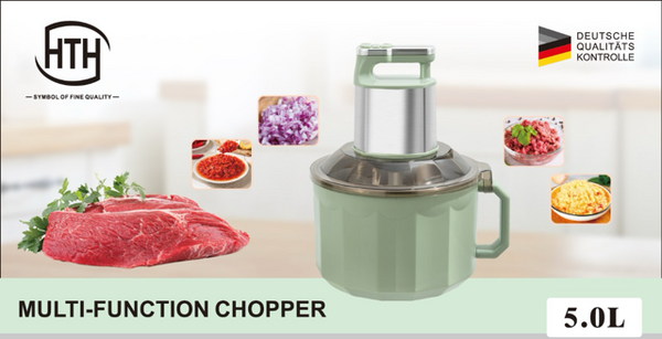 5L Meat Grinder,3 Speeds Electric Meat Grinder,Electric Chopper,Food Processor with 6-Blades,1100W, non- slip rubber base