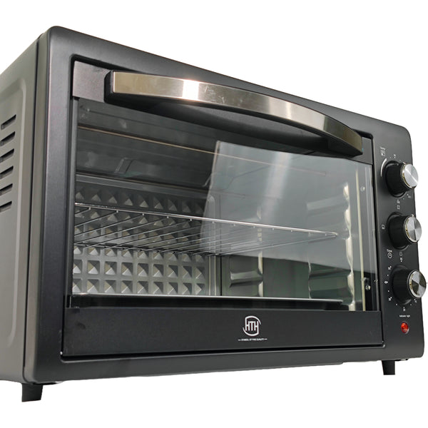 Multifunction 48L Capacity 2200W Household Electric Oven 90-250°C Adjustable Temperature Heating Selector with 60 Minutes Timer and Power Indicator Light Convenient Pull Handle Microwave Oven 58.5x41.5x38.4 cm